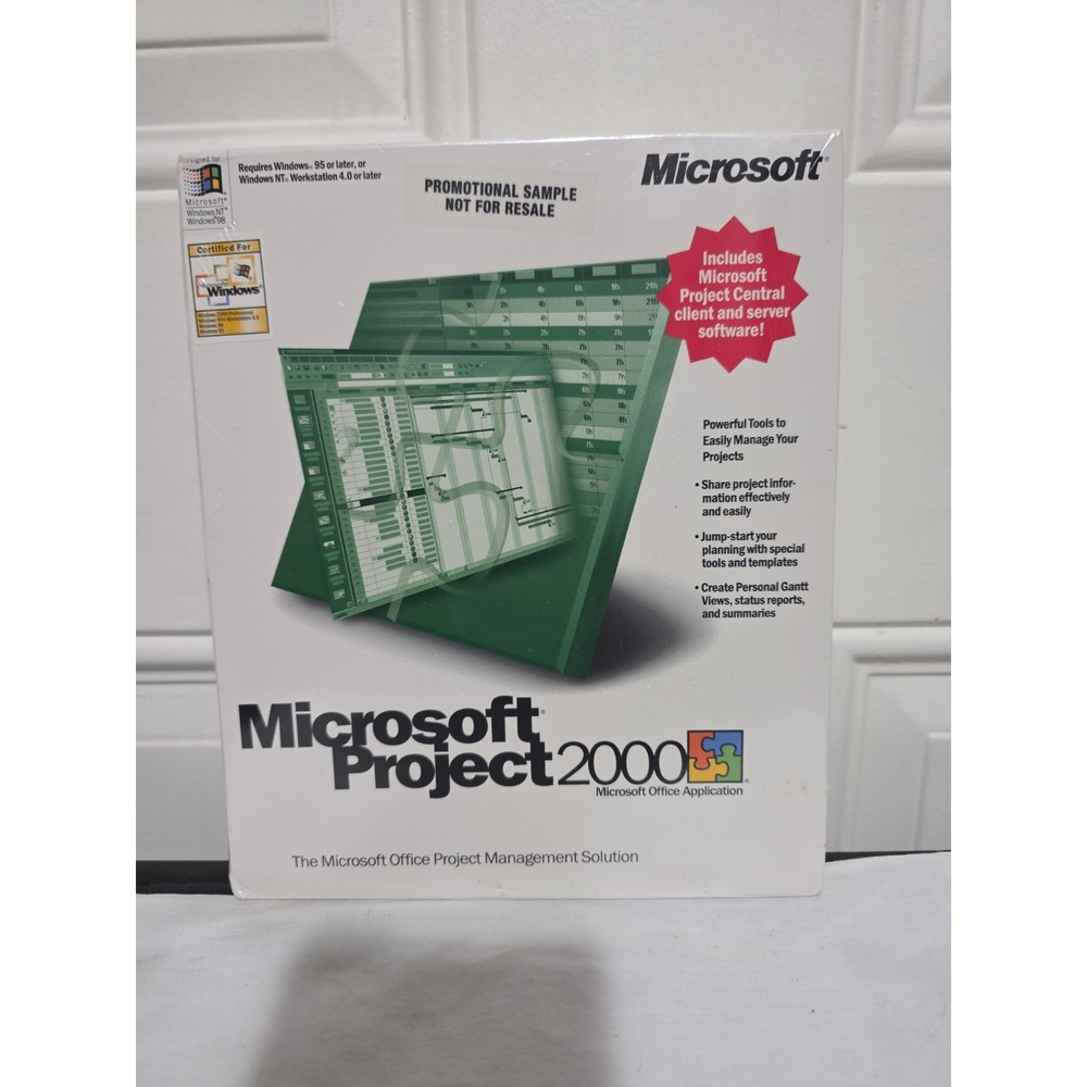 Microsoft Project 2000 Sealed PC Software Vintage Promotional Copy